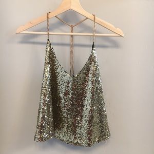 COPY - Sequin Tank with Chain Straps